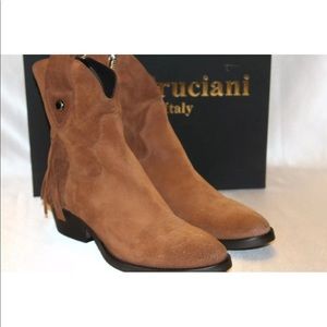 New! Sauro cruciani suede fringe western boots